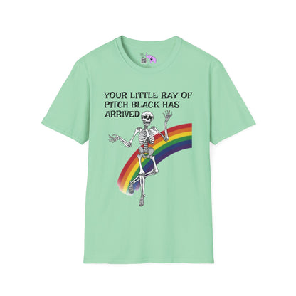Your Little Ray of Pitch Black Has Arrived (Rainbow) Adult T-shirt