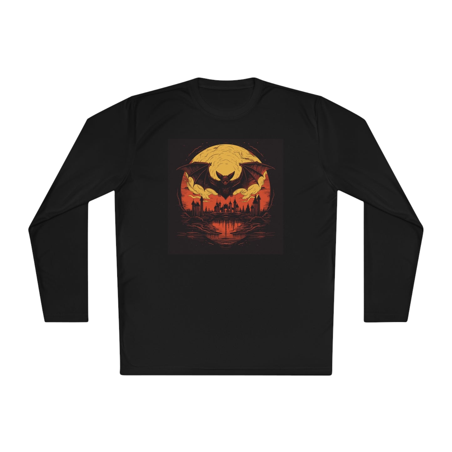 Creepy Bats Over Moon 16 Adult Long Sleeve Tee