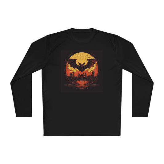 Creepy Bats Over Moon 16 Adult Long Sleeve Tee