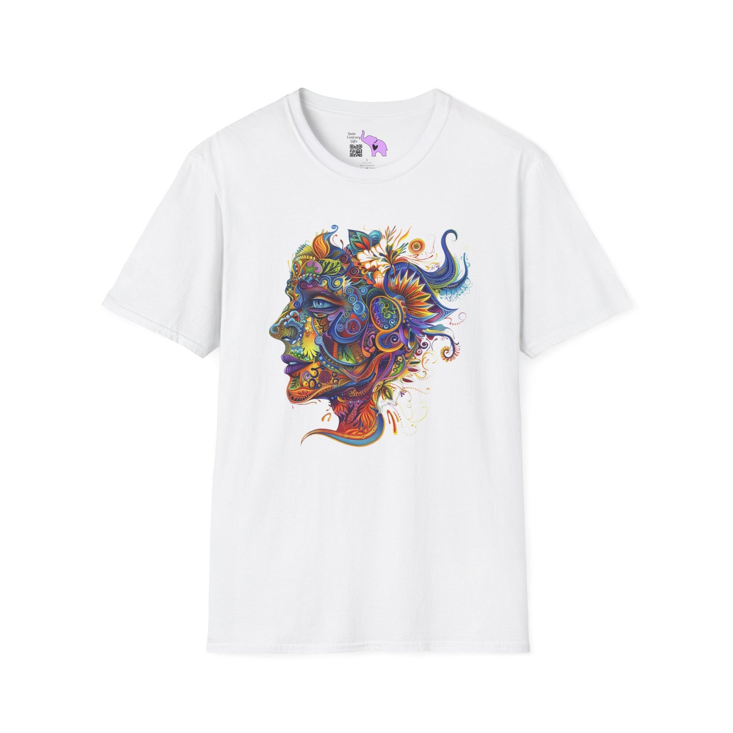 Colorful Paisley Woman Profile Adult T-shirt