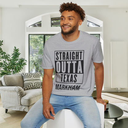 Straight Outta Texas (Light Colors, Black Text) Adult T-shirt