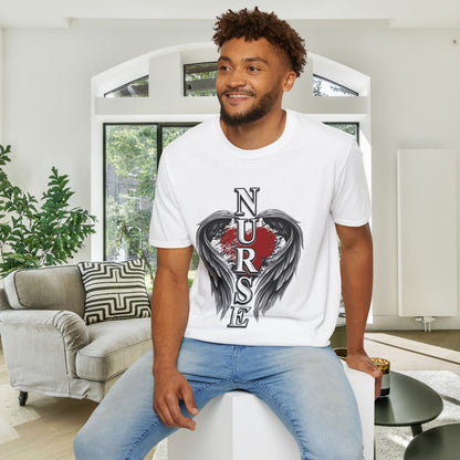 Nurse Heart & Angel Wings Adult T-shirt