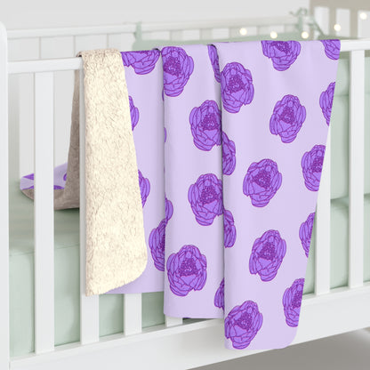 Lilac Mist Peonies Fleece Blanket
