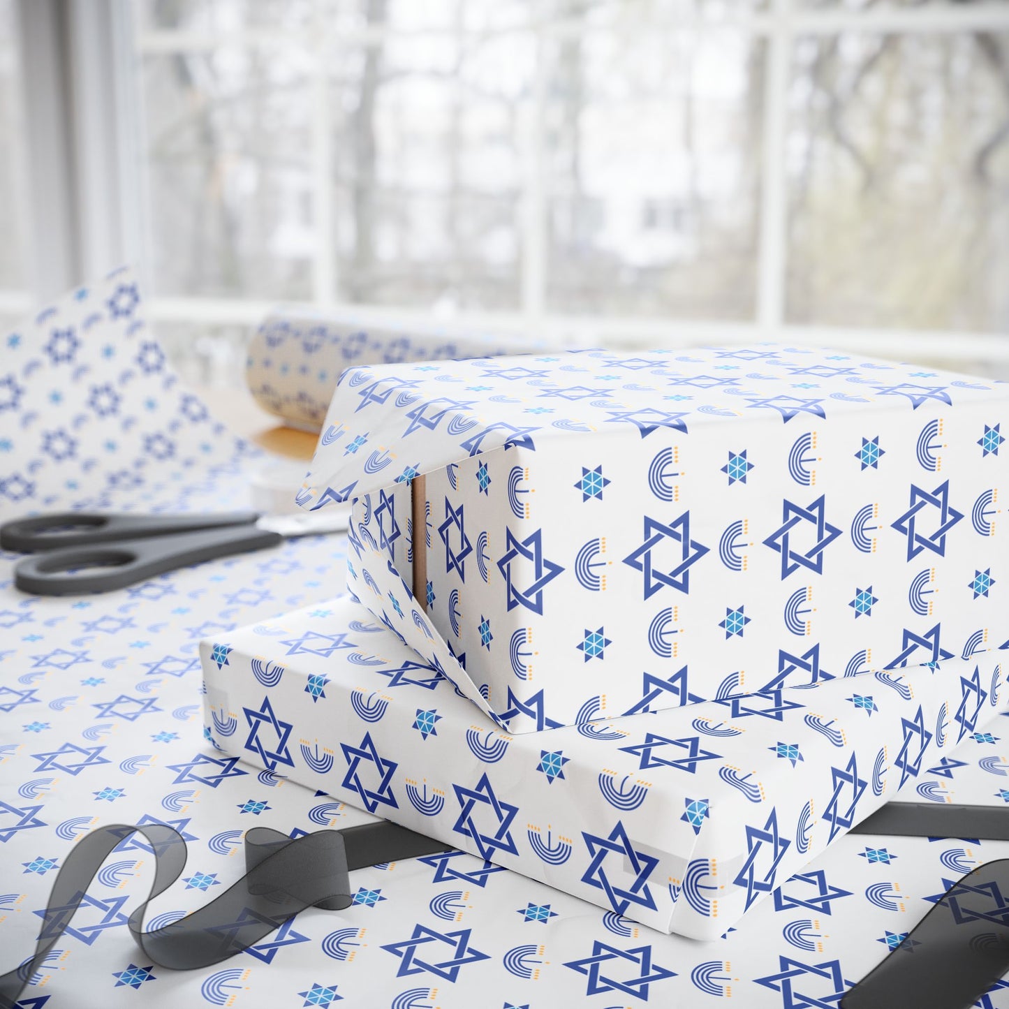 Menorah/Star of David 2 Hanukkah Wrapping Paper