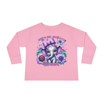 Just A Girl Who Loves Elephants Toddler Long Sleeve Tee