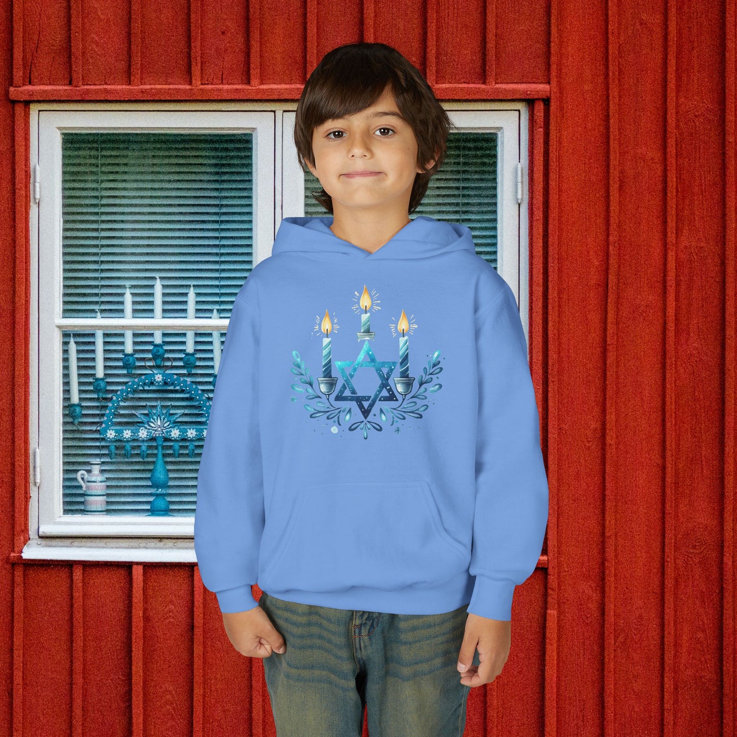 Star & Flame Hanukkah Youth Heavy Blend Hoodie