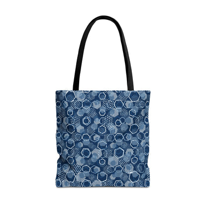 Blue Hexagons Canvas Tote Bag