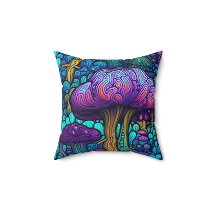 Trippy Purple Mushrooms Throw Pillow