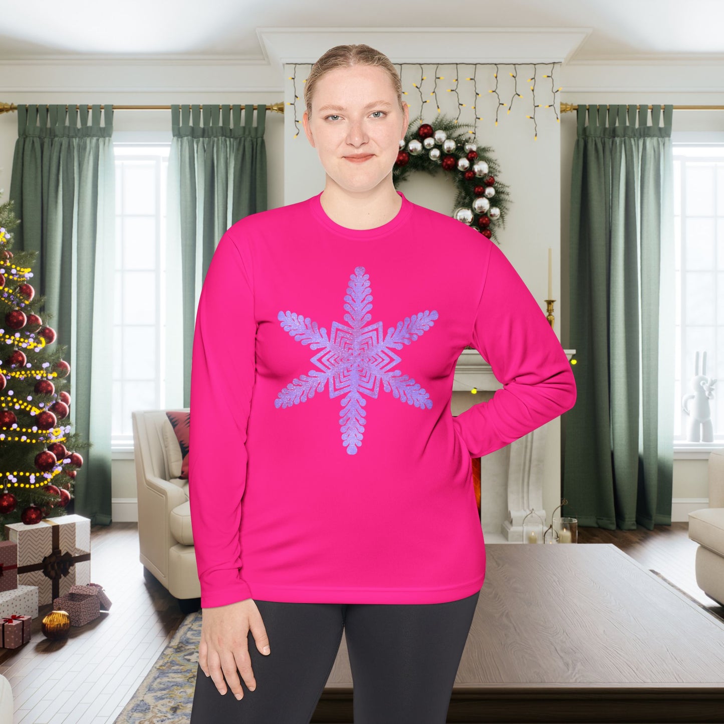 Large Snowflake 2 Adult Long Sleeve Tee