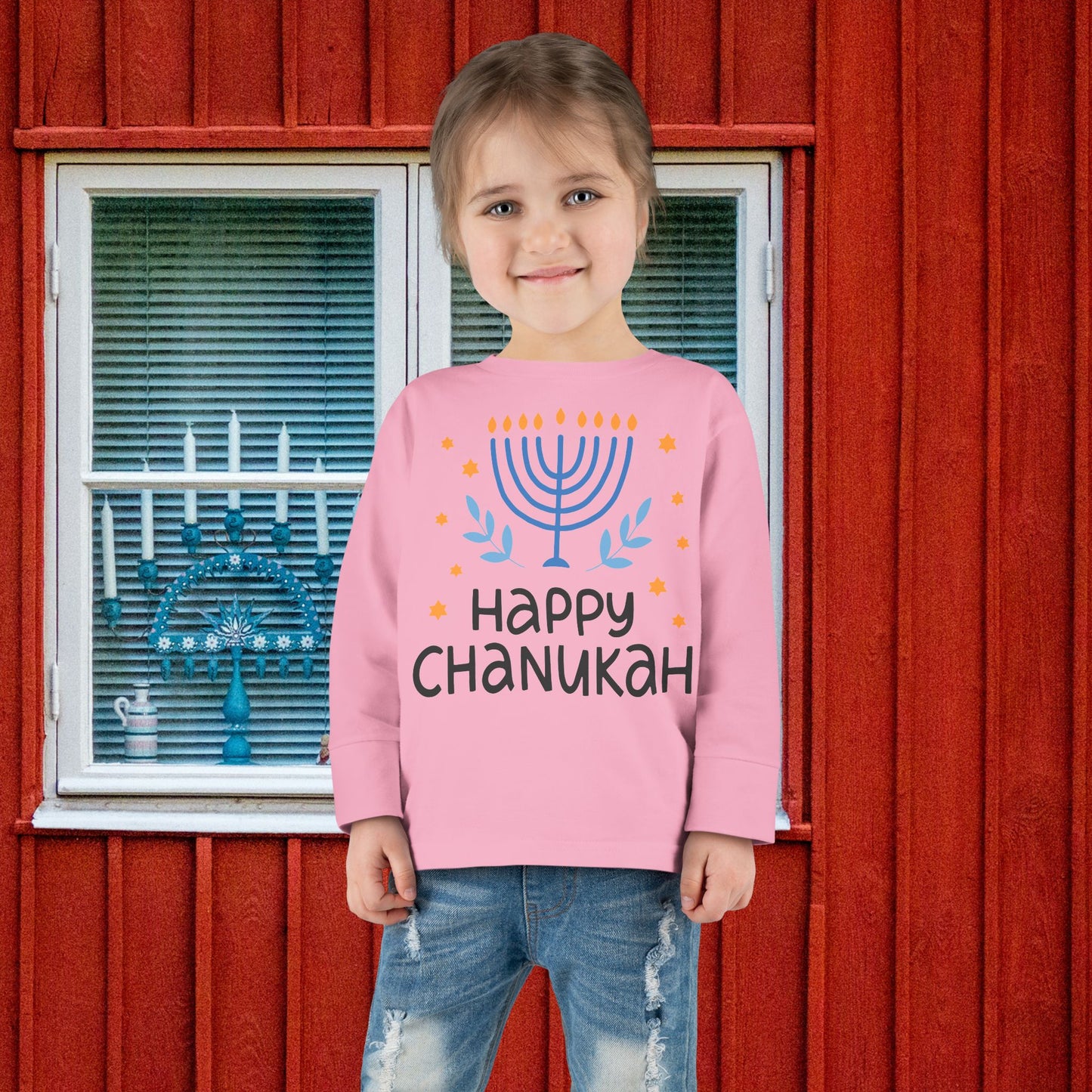 Happy Chanukah Toddler Long Sleeve Tee
