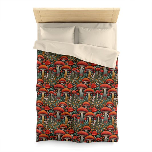 Mushroom Meadow Microfiber Duvet Cover