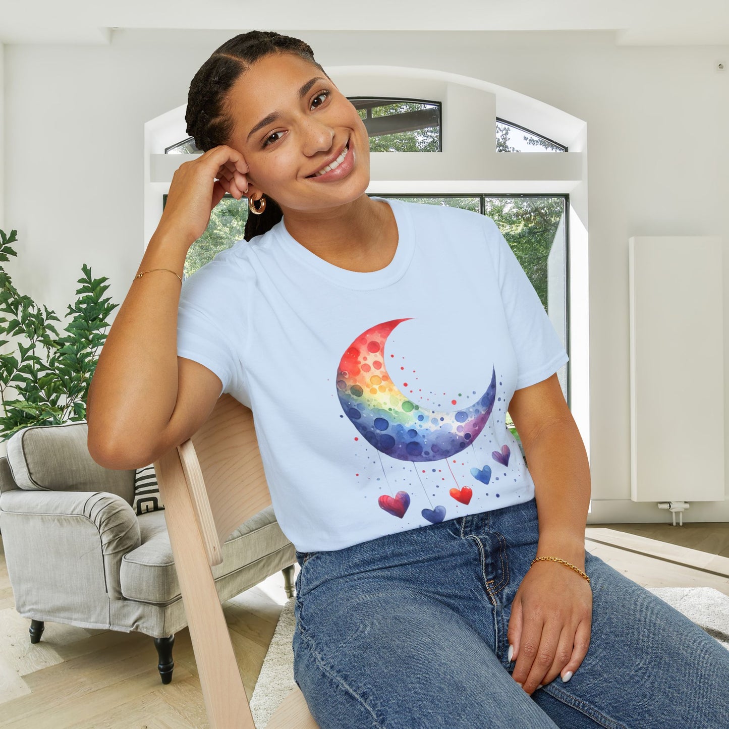Colorfall Heart Moon Adult T-shirt