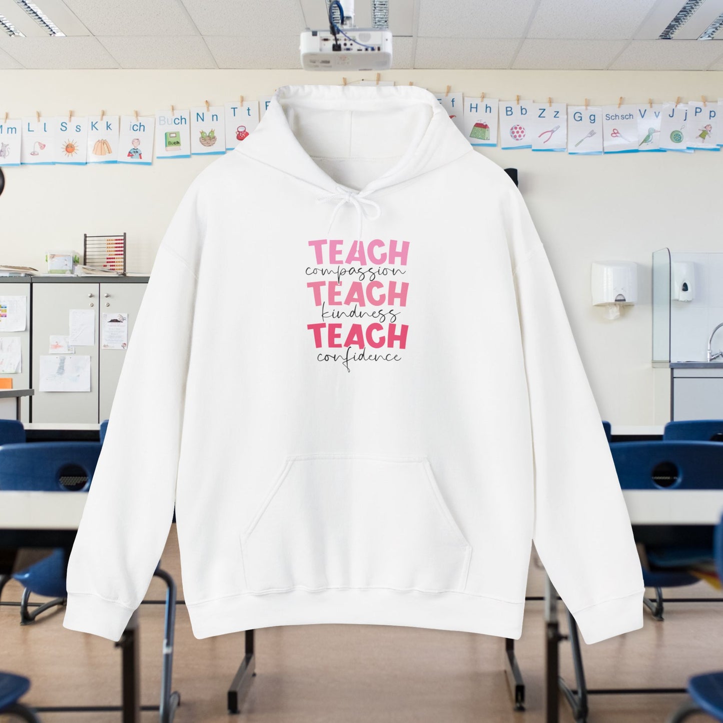 Teach Compassion, Kindness, Confidence Heavy Blend™ Hooded Sweatshirt