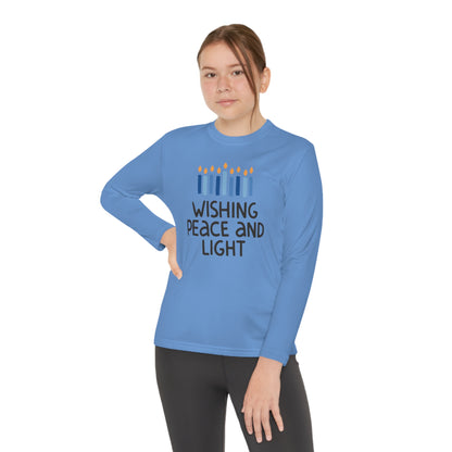 Hanukkah Wishing Peace & LIght Youth Long Sleeve Tee