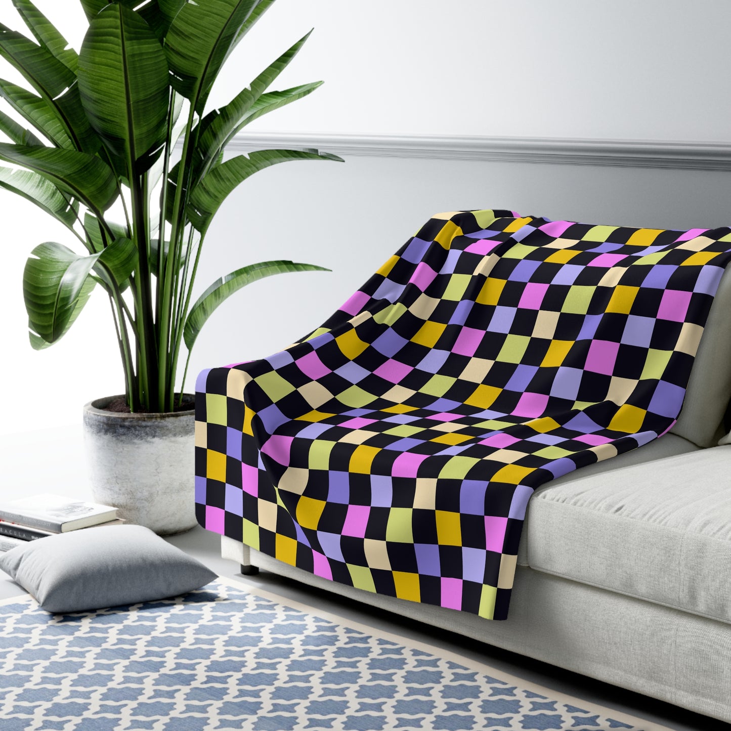 Joyful Checkerboard Fleece Blanket