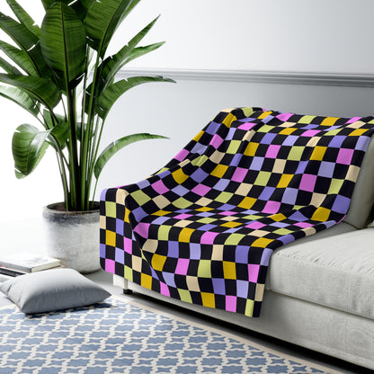 Joyful Checkerboard Fleece Blanket