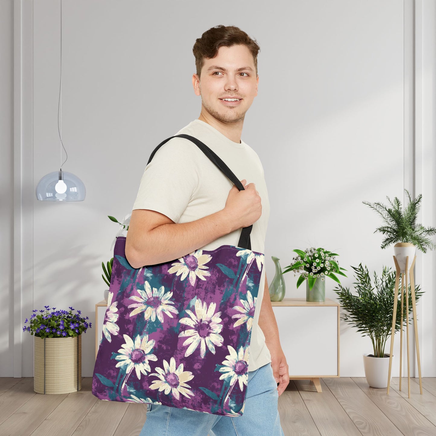 Twilight Daisy Meadow Canvas Tote Bag