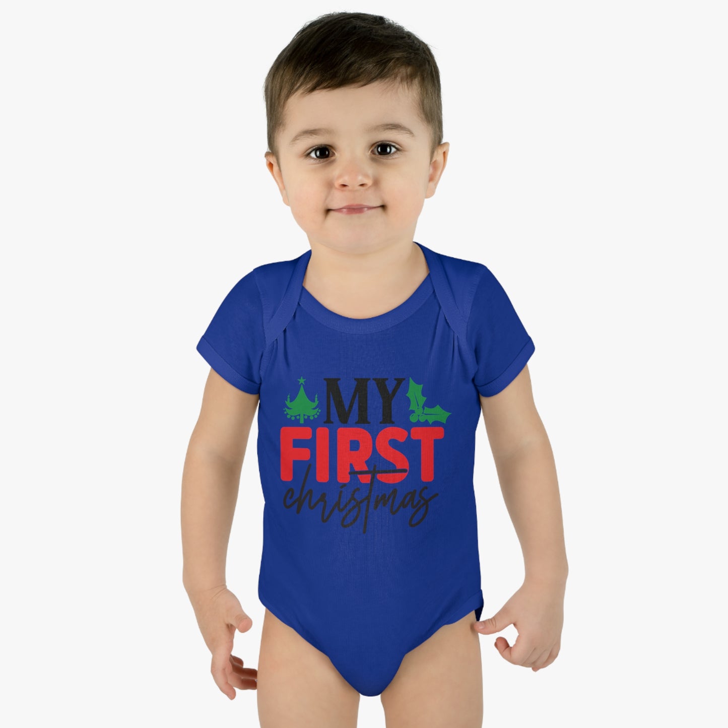 My First Christmas Infant Baby Rib Bodysuit