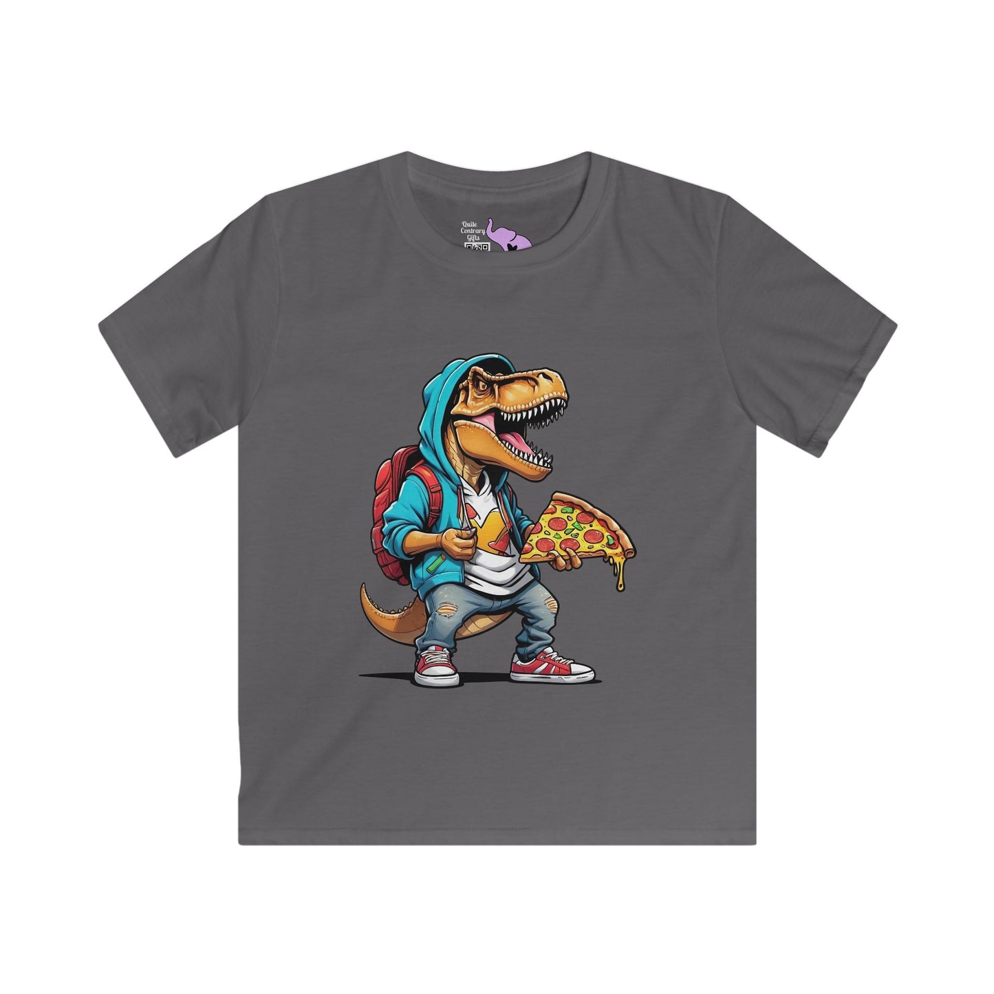 Dinosaur w/Pizza Youth Softstyle Tee