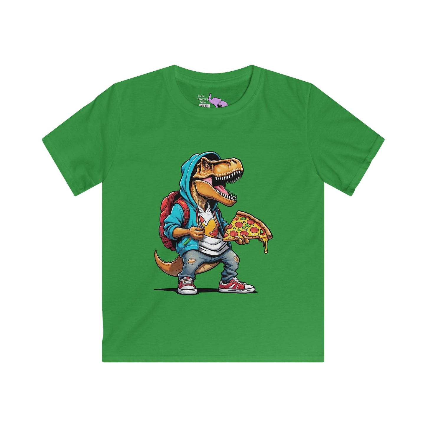 Dinosaur w/Pizza Youth Softstyle Tee