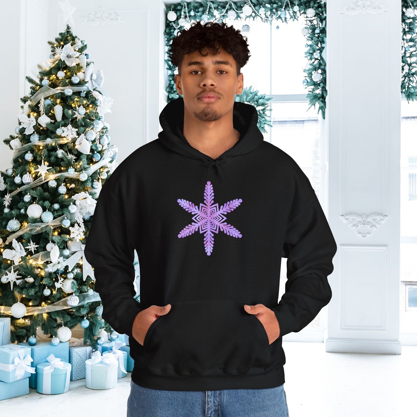 Large Snowflake 2 Adult Heavy Blend™ Hooded Sweatshirt