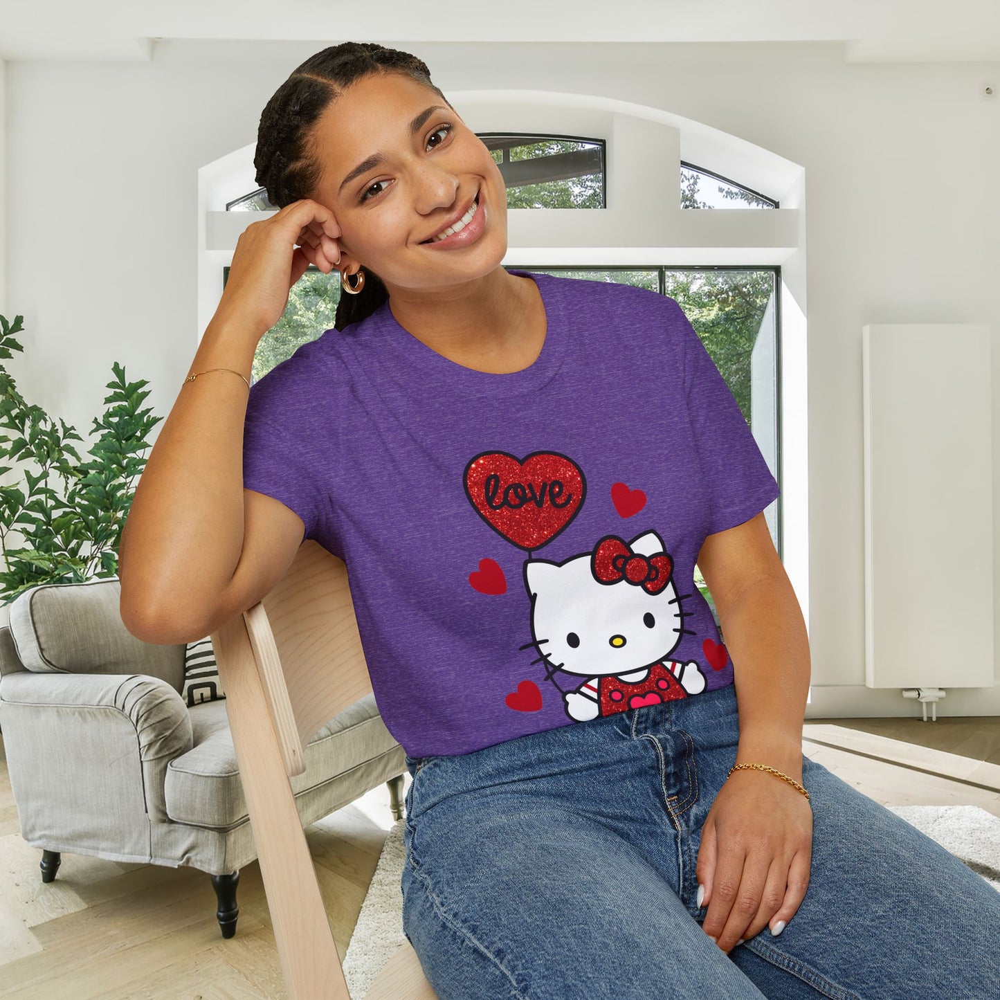 Valentines Hello Kitty Love Adult Unisex Tshirt