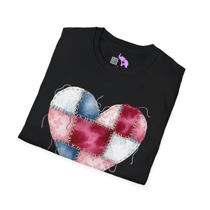 Patchwork Quilt Heart Adult T-shirt