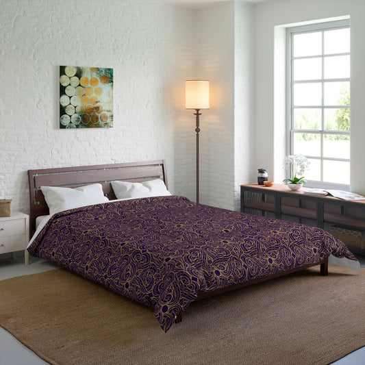 Oriental Purple/Gold Floral Basic Bedding Set