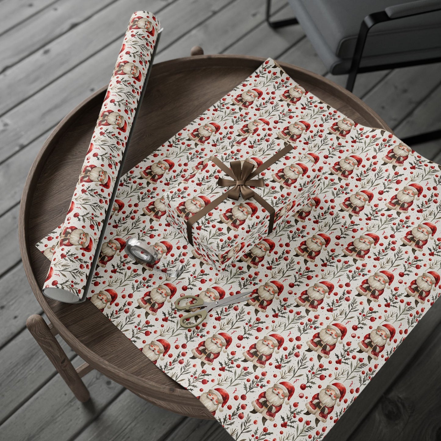 Jingle & Holly Santa Wrapping Paper