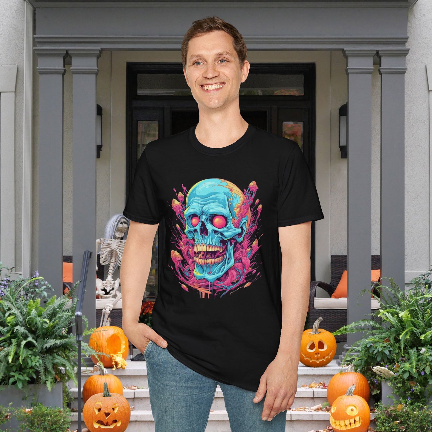 Psycho Skull Adult T-shirt