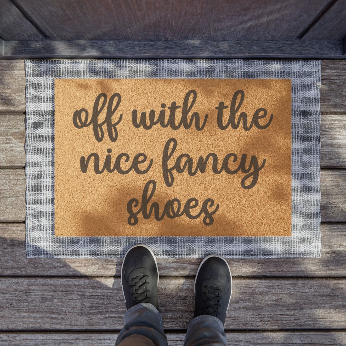 Off With The Nice Fancy Shoes Coconut Fiber Doormat