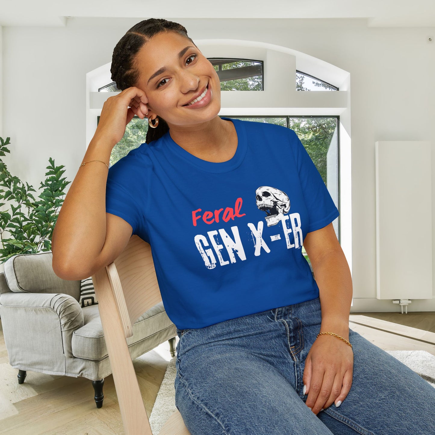 Feral GenXer w/Skull Adult T-shirt