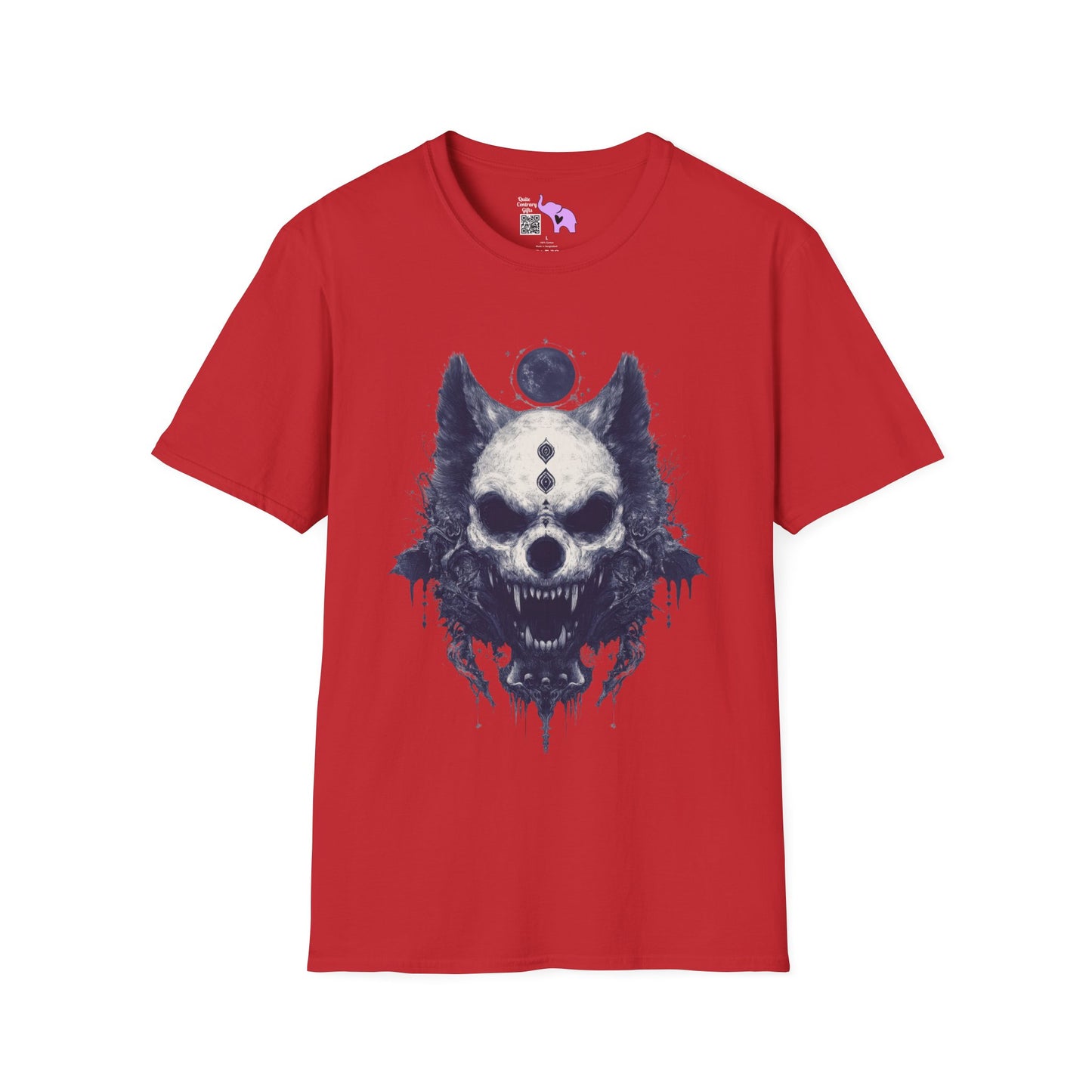 Creepy Skull Wolf Adult T-shirt