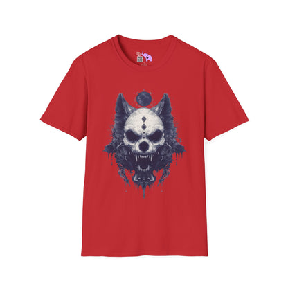 Creepy Skull Wolf Adult T-shirt