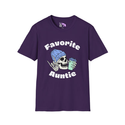 Favorite Auntie Skull Green/Blue Adult T-shirt