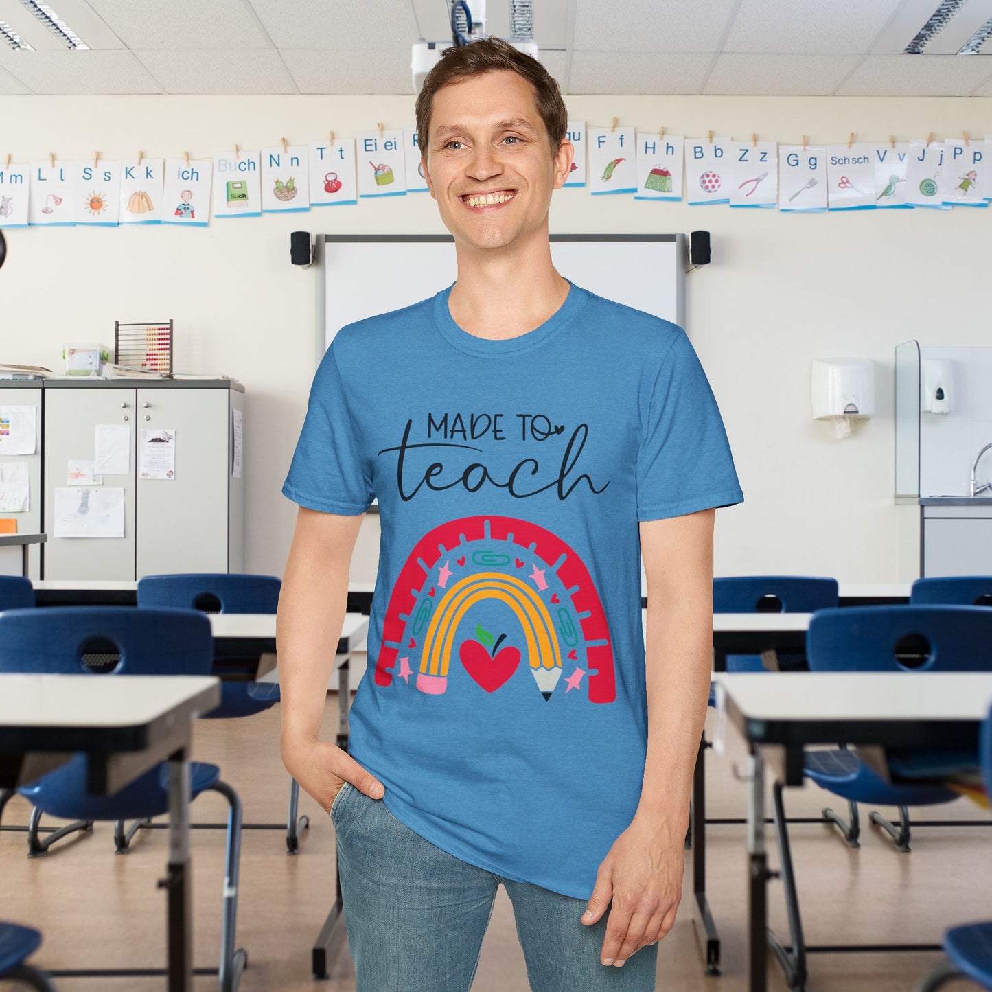 Made to Teach Rainbow Adult T-shirt