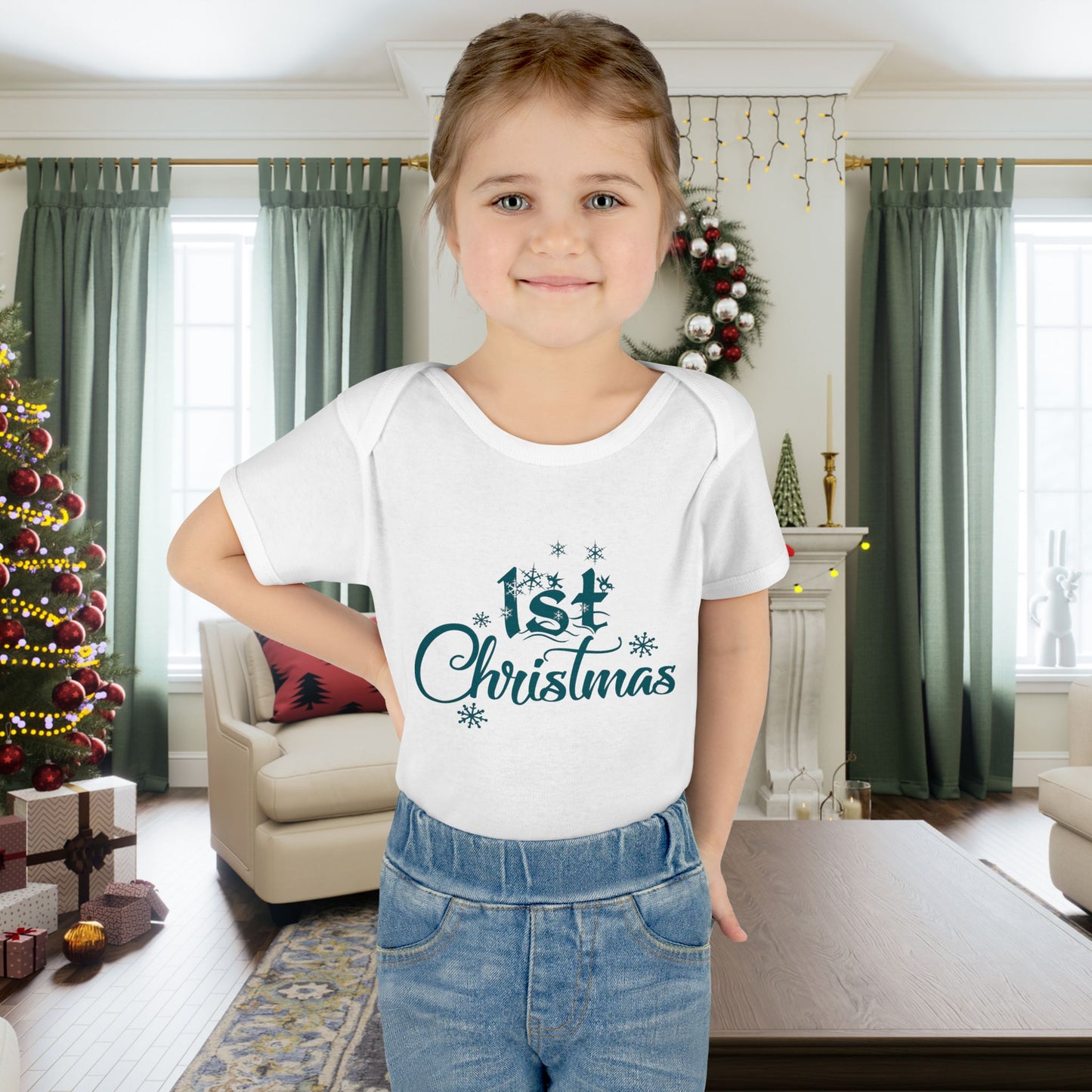1st Christmas Infant Baby Rib Bodysuit