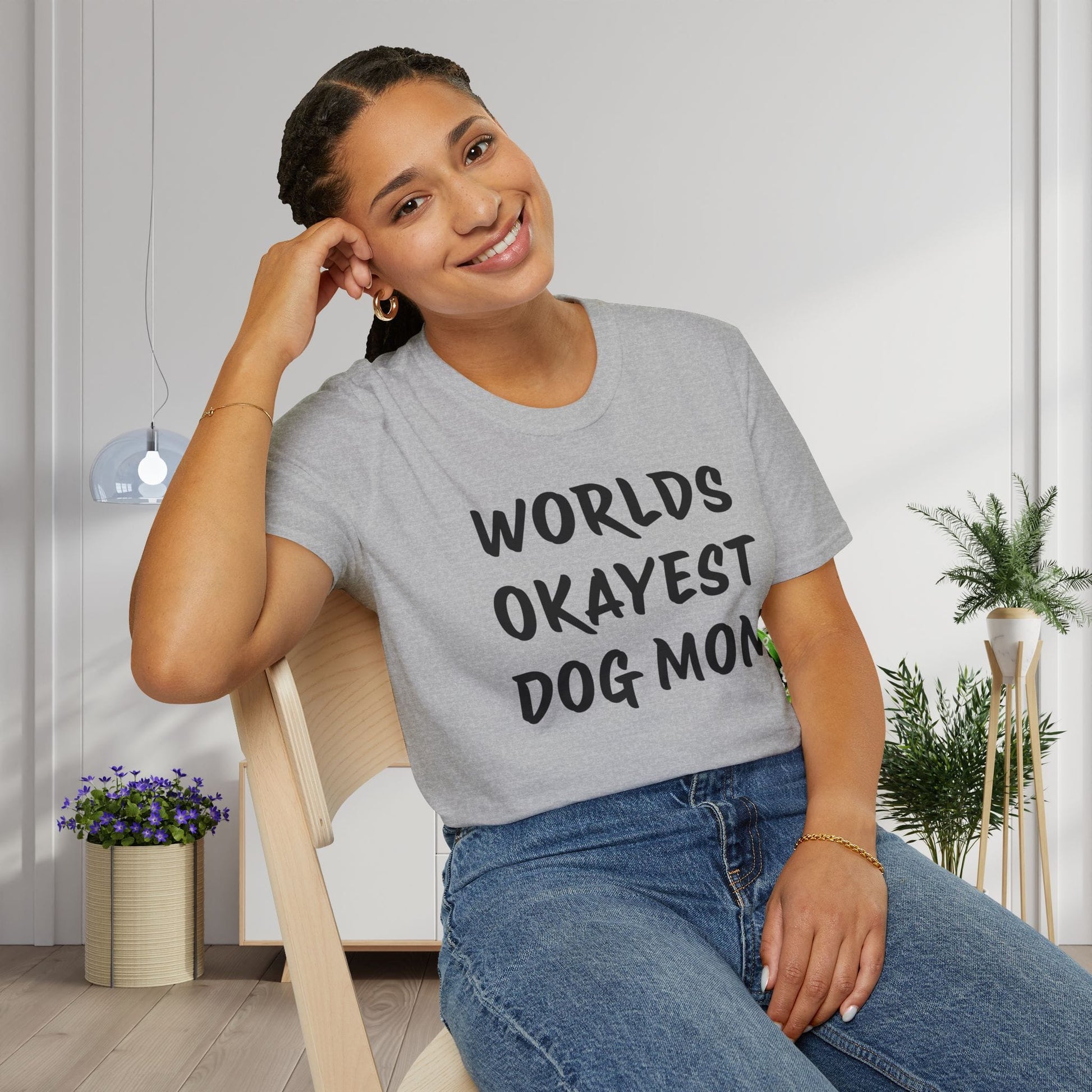 Worlds Okayest Dog Mom Adult T-shirt