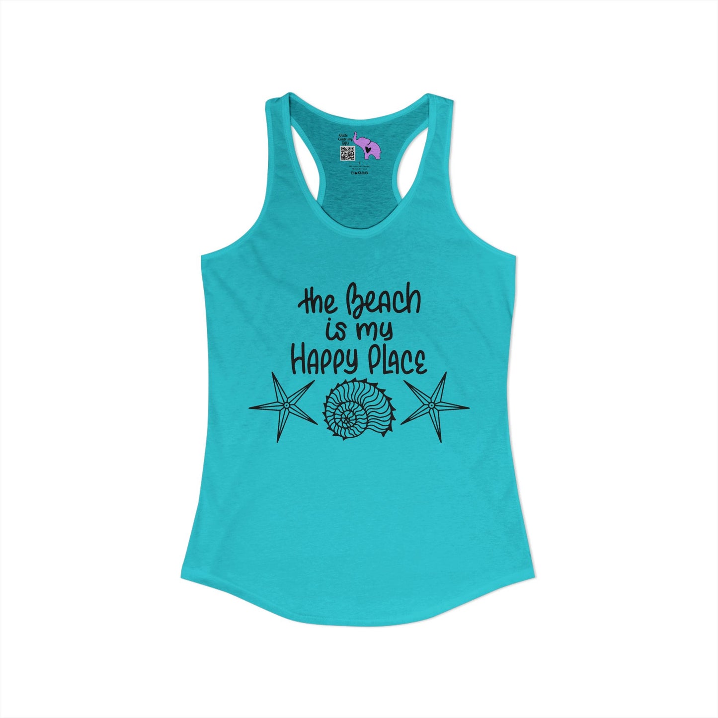 The Beach Is My Happy Place Women's Ideal Racerback Tank