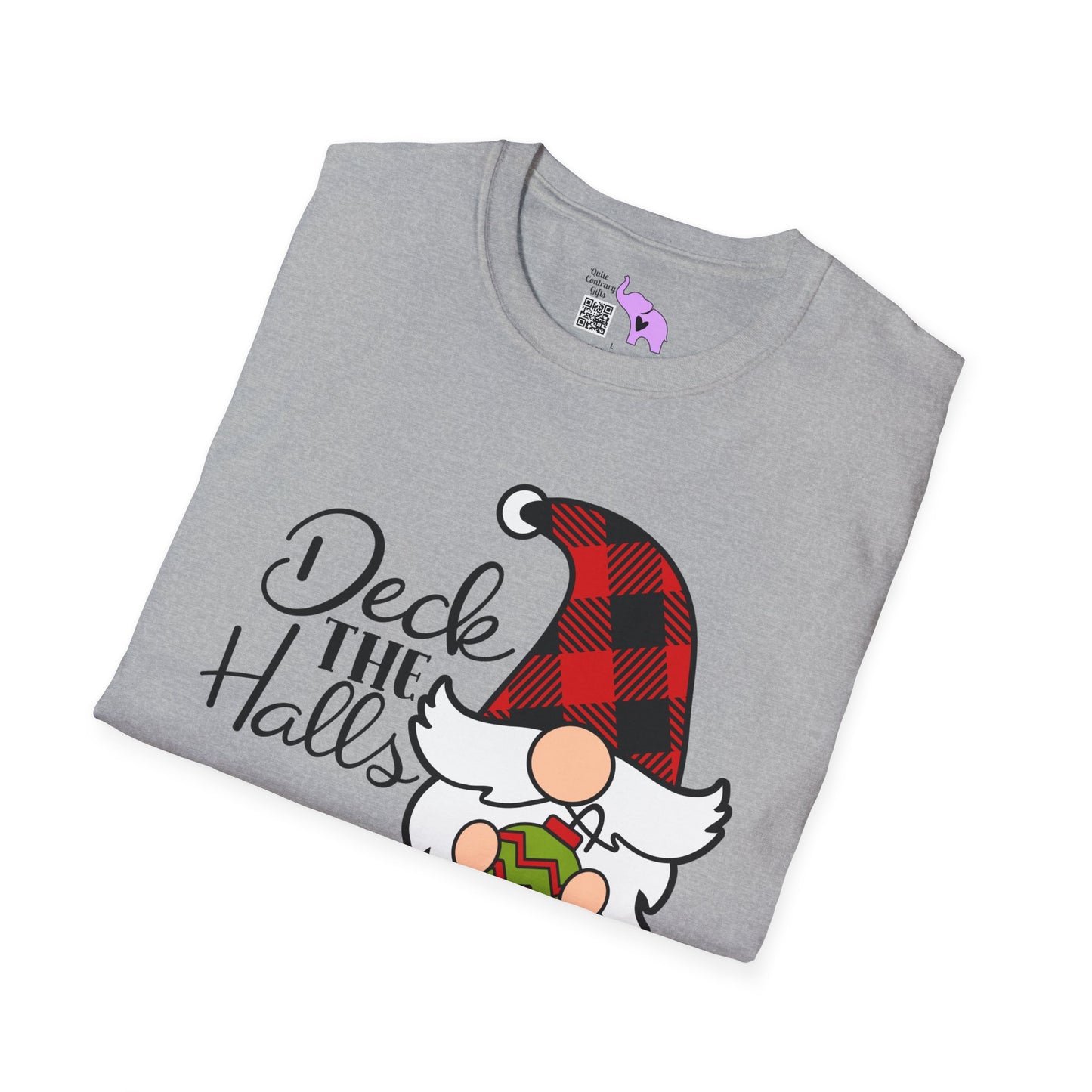 Deck the Halls Plaid Gnome Adult T-shirt