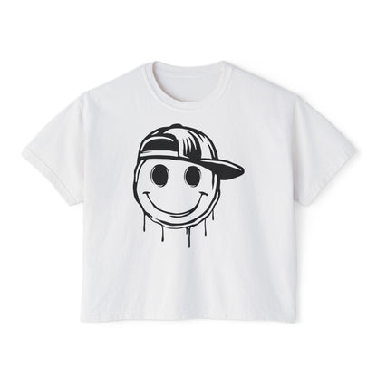 Melty Smiley Face w/Hat Women's Boxy Tee
