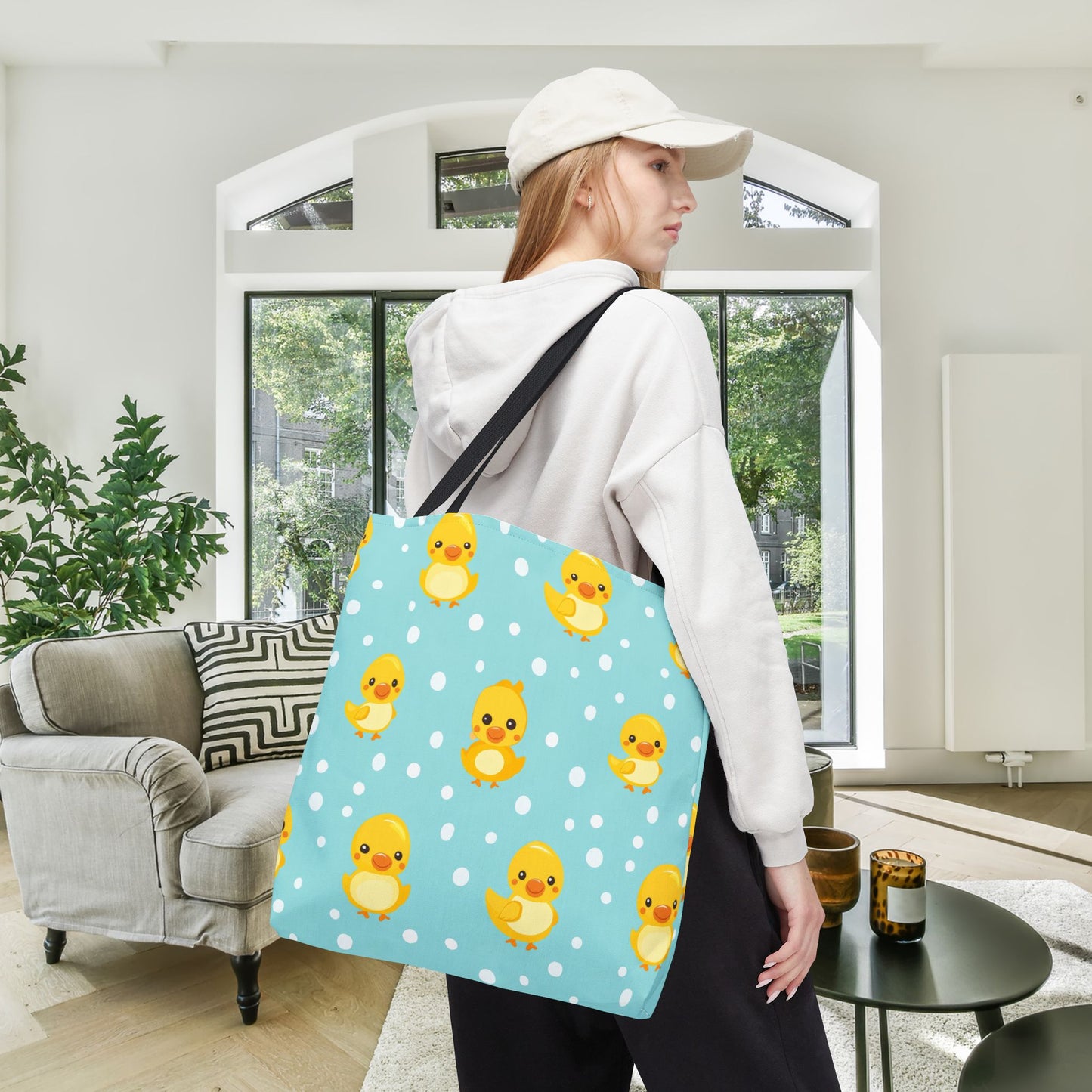 Ducky Dot Parade Canvas Tote Bag