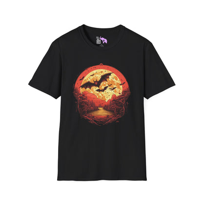 Creepy Bats Over Moon 2 Adult T-shirt