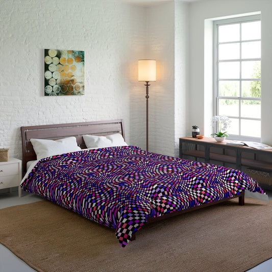 Warped Purple Checkered Basic Bedding Set