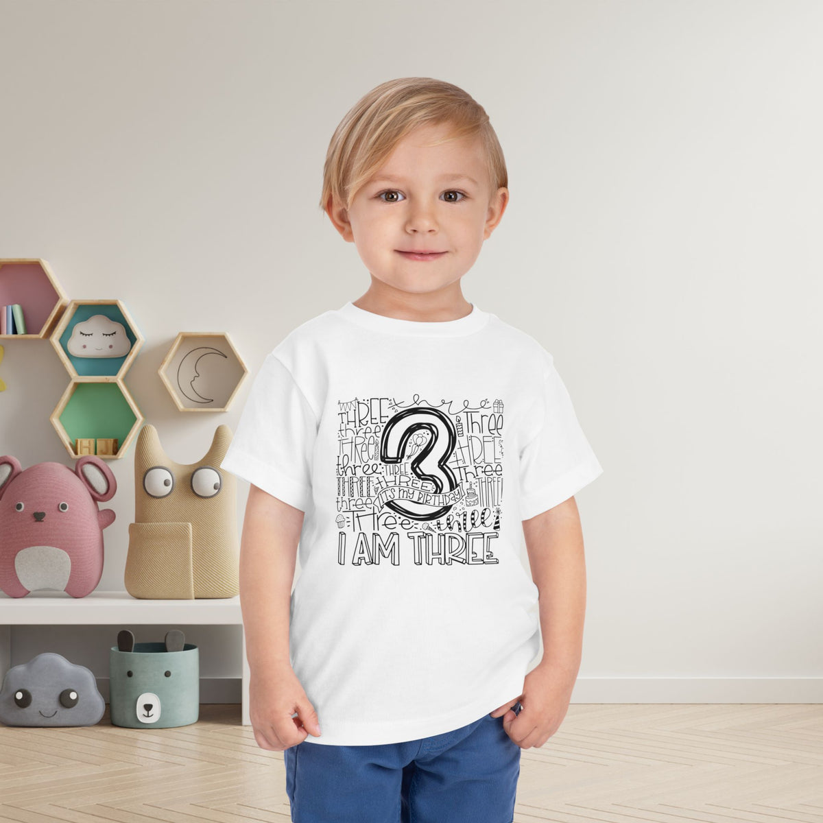 I Am Three Typography Toddler Tee