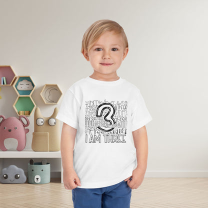 I Am Three Typography Toddler Tee