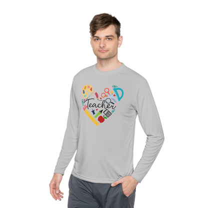 Teacher Supply Heart Adult Long Sleeve Tee