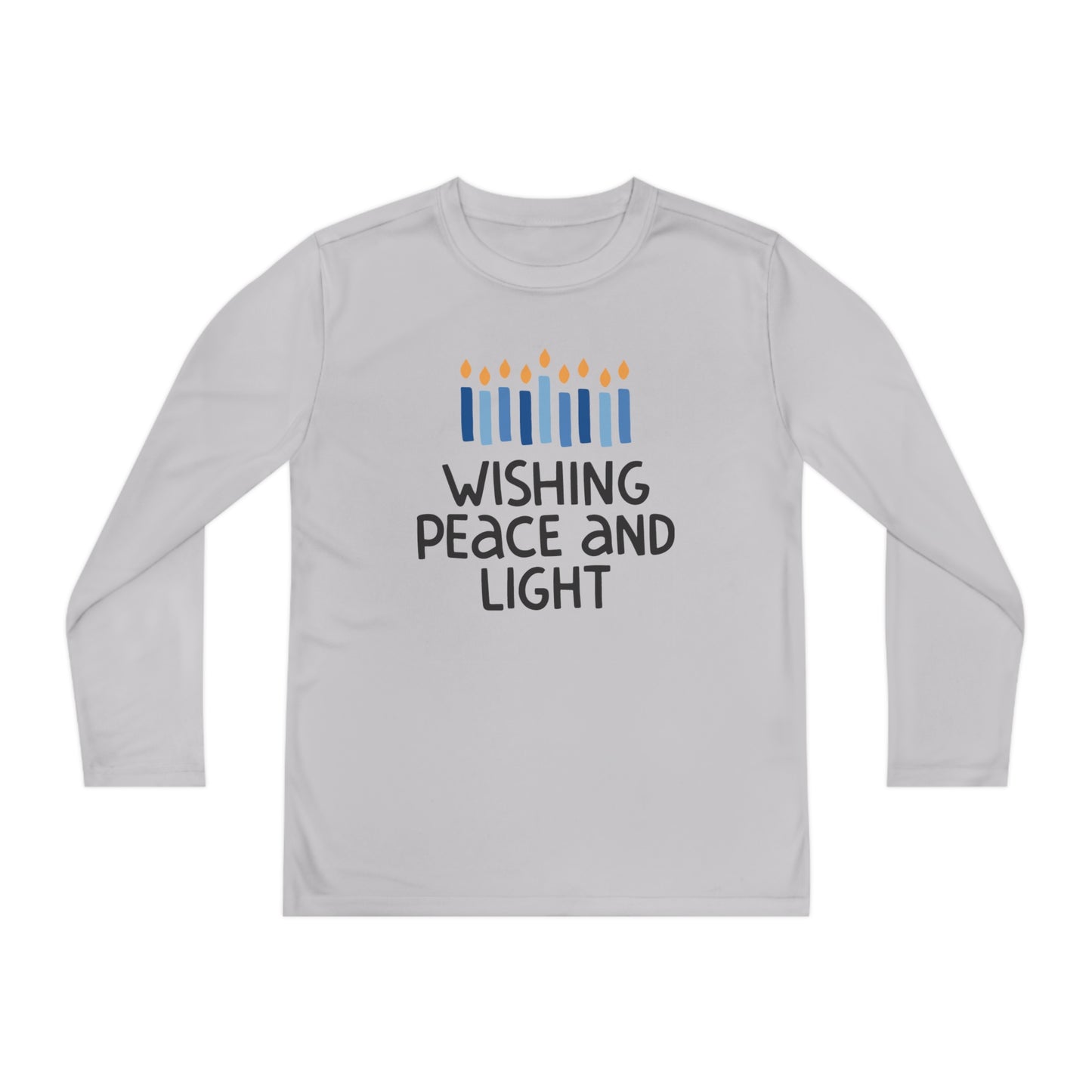 Hanukkah Wishing Peace & LIght Youth Long Sleeve Tee