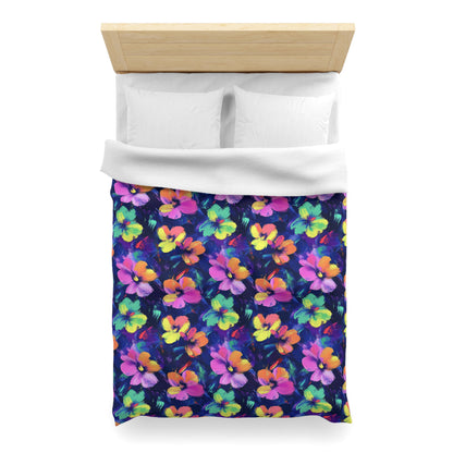 Watercolor Flowers Microfiber Duvet Cover