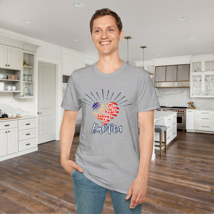My Heart Belongs To America Adult T-shirt